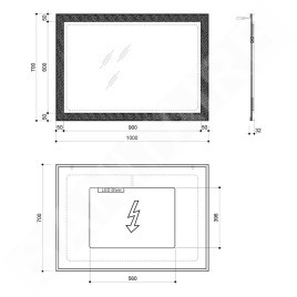 Sapho Miroirs - Miroir Flut dans un cadre 1000x700 mm, avec éclairage LED, blanc FT100