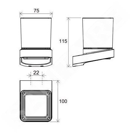 Ravak 10° - Porte-verre pour brosse à dents et dentrifrice avec support, noir / verre X07P557