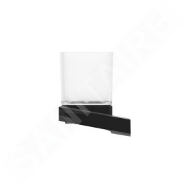 Ravak 10° - Porte-verre pour brosse à dents et dentrifrice avec support, noir / verre X07P557