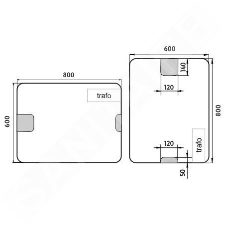 Nimco Miroirs - Miroir avec éclairage LED, 600x800 mm, aluminium ZP 21002