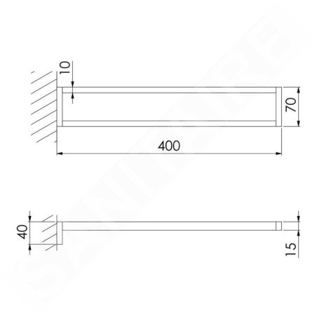 Steinberg 460 - Porte-serviettes, longueur 400 mm, noir mat 460 2550 S