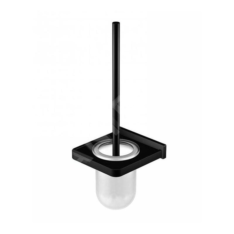 Steinberg 450 - Brosse murale WC avec support, verre blanc / noir mat 450 2901 S
