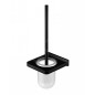 Steinberg 450 - Brosse murale WC avec support, verre blanc / noir mat 450 2901 S
