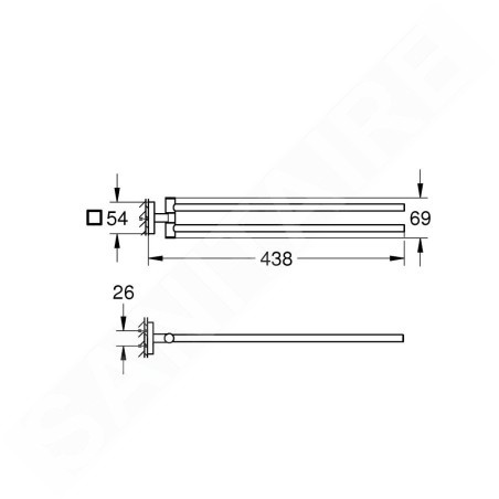 Grohe QuickFix Start Cube - Porte-serviettes double, longueur 44 cm, supersteel 40976DC0