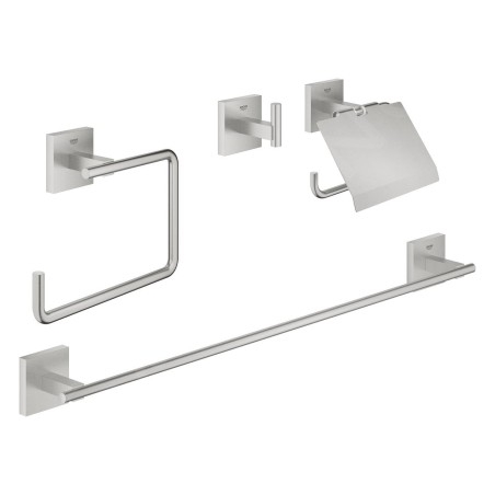 Grohe QuickFix Start Cube - Set d'accessoires de salle de bain 4 en 1, supersteel 41115DC0