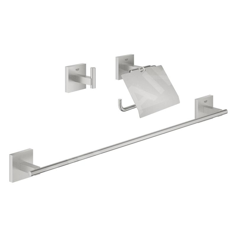 Grohe QuickFix Start Cube - Set d'accessoires de salle de bain 3 en 1, supersteel 41124DC0 Grohe QuickFix Start Cube - Set d'accessoires de salle de bain 3 en 1, supersteel 41124DC0