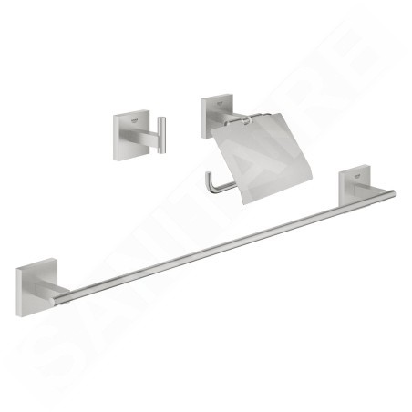 Grohe QuickFix Start Cube - Set d'accessoires de salle de bain 3 en 1, supersteel 41124DC0