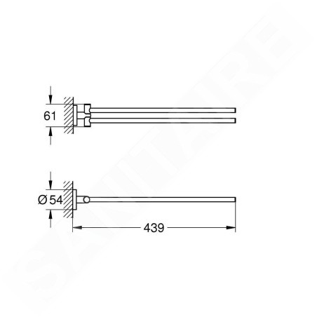 Grohe QuickFix Start - Porte-serviettes double, longueur 44 cm, supersteel 41183DC0