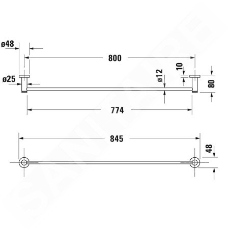 Duravit D-Code - Porte-serviettes, longueur 800 mm, chrome 0099231000