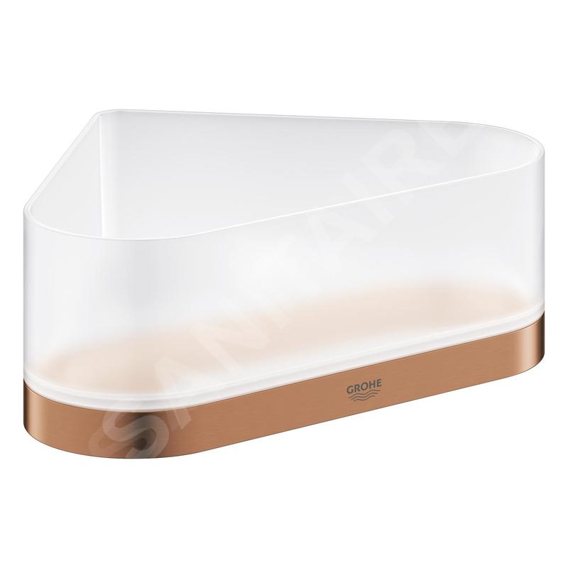 Grohe Selection - Tablette de douche, avec support, d'angle, verre/Warm Sunset brossé 41038DL0