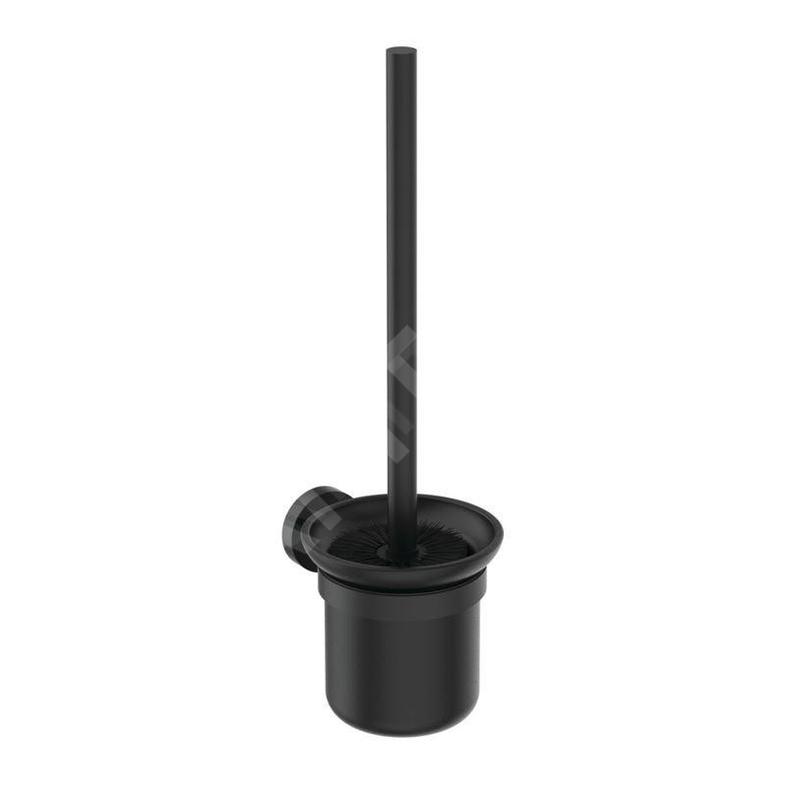 Ideal Standard IOM - Brosse de toilette murale, avec support, verre satiné noir/noir soyeux A7927XG