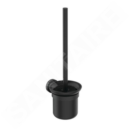 Ideal Standard IOM - Brosse de toilette murale, avec support, verre satiné noir/noir soyeux A7927XG