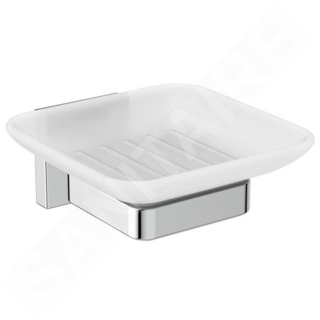 Ideal Standard IOM Square - Porte-savon avec support, verre mat / chrome E2201AA