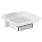 Ideal Standard IOM Square - Porte-savon avec support, verre mat / chrome E2201AA
