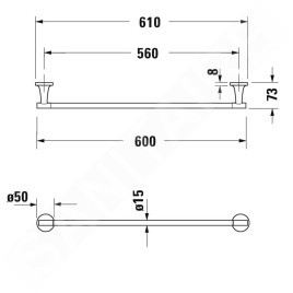 Duravit Starck T - Porte-serviettes, longueur 600 mm, noir mat 0099424600