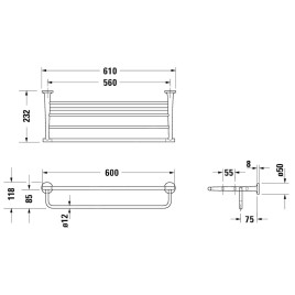 Duravit Starck T - Porte-serviettes, longueur 600 mm, noir mat 0099444600
