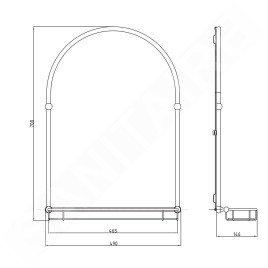 Sapho Miroirs - Miroir Tiga 480x670 mm, avec tablette, chromé HZ202