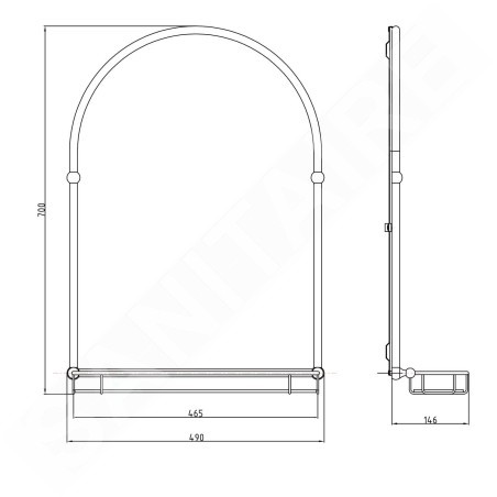 Sapho Miroirs - Miroir Tiga 480x670 mm, avec étagère, bronze HZ206