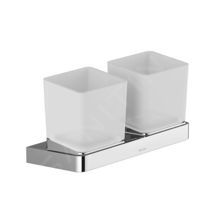 Ravak 10° - Porte-verre pour brosse à dents et dentrifrice avec support, chrome / verre X07P322