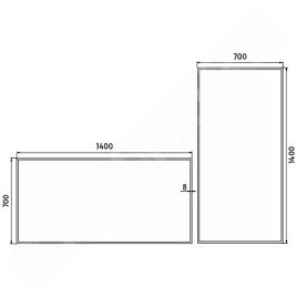 Nimco Miroirs - Miroir dans un cadre avec éclairage LED, 1400x700 mm, aluminium ZP 13008