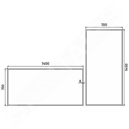 Nimco Miroirs - Miroir dans un cadre avec éclairage LED, 1400x700 mm, aluminium ZP 13008