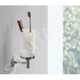Duravit Starck T - Verre pour brosse à dents et dentifrice avec support, chrome/verre dépoli 0099311000