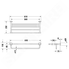 Duravit Starck T - Porte-serviettes, longueur 600 mm, chrome 0099441000