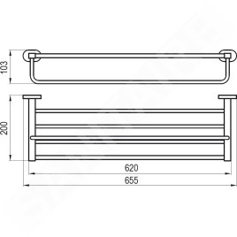 Ravak Chrome - Étagère pour serviettes avec support, 660 mm, chrome X07P194