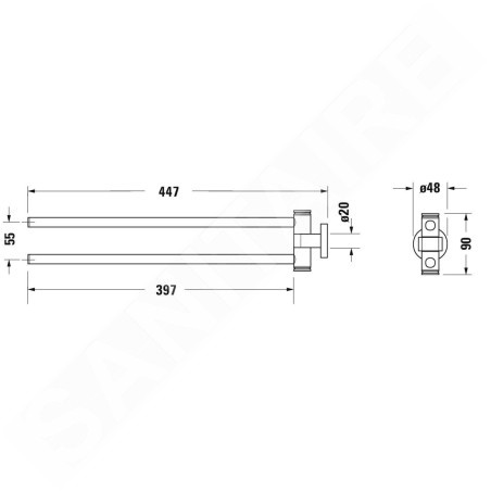 Duravit D-Code - Porte-serviettes, pivotant, longueur 450 mm, chrome 0099221000