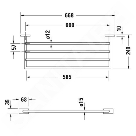 Duravit Karree - Porte-serviettes, longueur 600 mm, chrome 0099621000