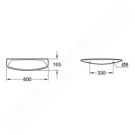 Villeroy & Boch O.novo - Tablette, 600 mm x 165 mm, blanc - tablette, avec CeramicPlus 781860R1