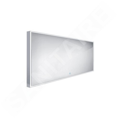 Nimco Miroirs - Miroir dans un cadre avec éclairage LED, 1400x700 mm, capteur tactile, aluminium ZP 13008V