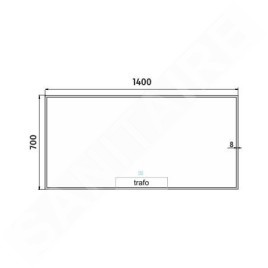 Nimco Miroirs - Miroir dans un cadre avec éclairage LED, 1400x700 mm, capteur tactile, aluminium ZP 13008V