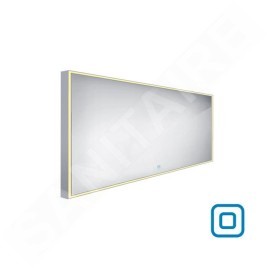 Nimco Miroirs - Miroir dans un cadre avec éclairage LED, 1400x700 mm, capteur tactile, aluminium ZP 13008V