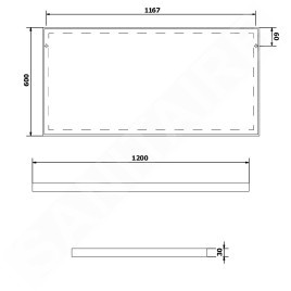 Sapho Miroirs - Miroir Arowana dans un cadre, 1200x600 mm, noir mat AWB1260