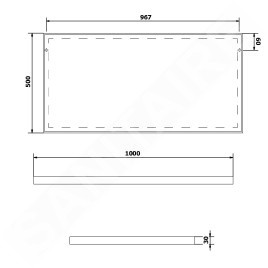 Sapho Miroirs - Miroir Arowana dans un cadre, 1000x500 mm, noir mat AWB1050