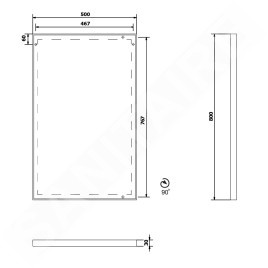 Sapho Miroirs - Miroir Arowana dans un cadre, 500x800 mm, noir mat AWB5080