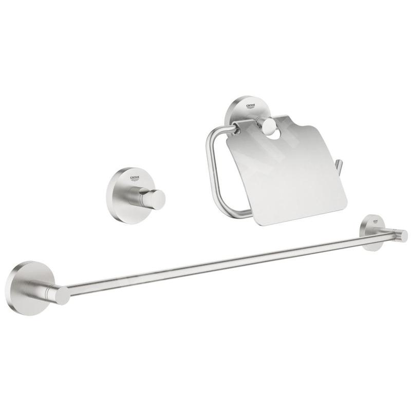 Grohe Essentials - Ensemble d'accessoires pour salle de bains, 3 en 1, supersteel 40775DC1 Grohe Essentials - Ensemble d'accessoires pour salle de bains, 3 en 1, supersteel 40775DC1