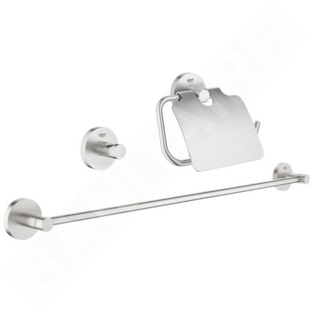 Grohe Essentials - Ensemble d'accessoires pour salle de bains, 3 en 1, supersteel 40775DC1