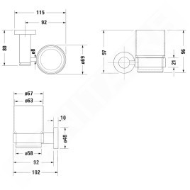 Duravit D-Code - Porte-verre avec support, droite, verre mat/chrome 0099201000