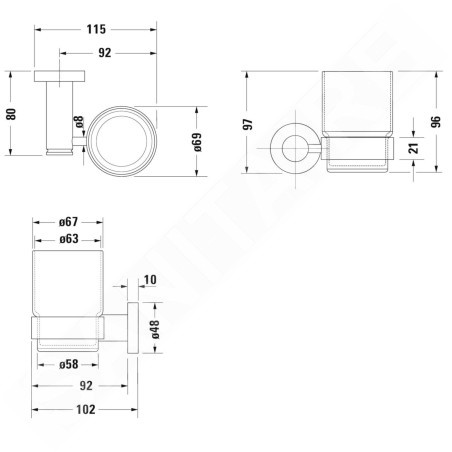Duravit D-Code - Porte-verre avec support, droite, verre mat/chrome 0099201000