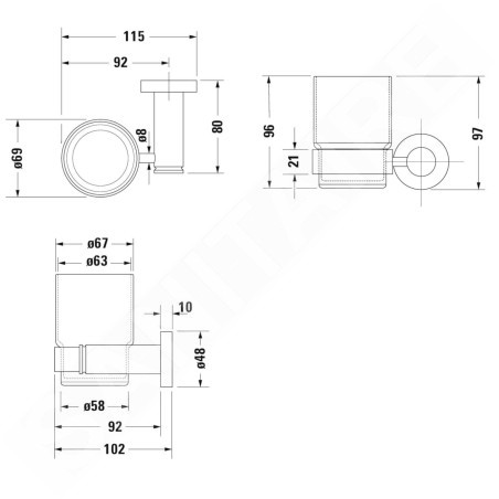 Duravit D-Code - Porte-verre avec support, gauche, verre mat/chrome 0099191000