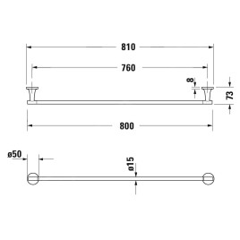 Duravit Starck T - Porte-serviettes, longueur 800 mm, chrome 0099431000