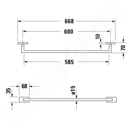 Duravit Karree - Porte-serviettes, longueur 600 mm, chrome 0099591000