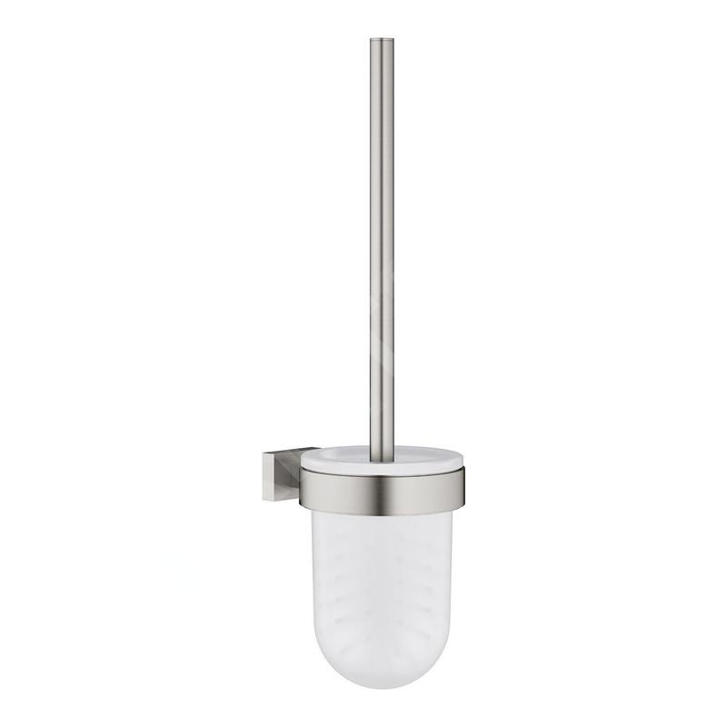 Grohe Essentials Cube - Brosse de toilette avec support, supersteel 40513DC1