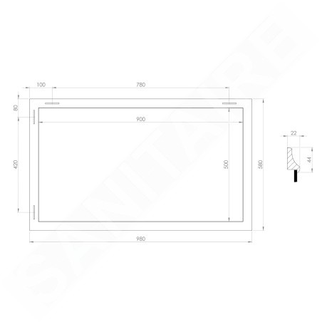 Sapho Miroirs - Miroir Romina dans un cadre, 580x980 mm, patine bronze NL398