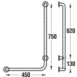 Jika Universum - Barre d’appui pour la douche, 750x450 mm, droite, blanc H3897220000001