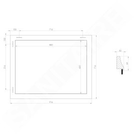 Sapho Miroirs - Miroir Ambiente dans un cadre, 720x920 mm, blanc antique NL705