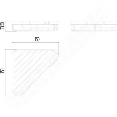 Jika Generic - Tablette d'angle en fil métallique, 150x150x33,5 mm, chrome H3853D30040301
