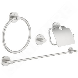 Grohe Essentials - Ensemble d'accessoires pour salle de bains, 4 en 1, supersteel 40776DC1